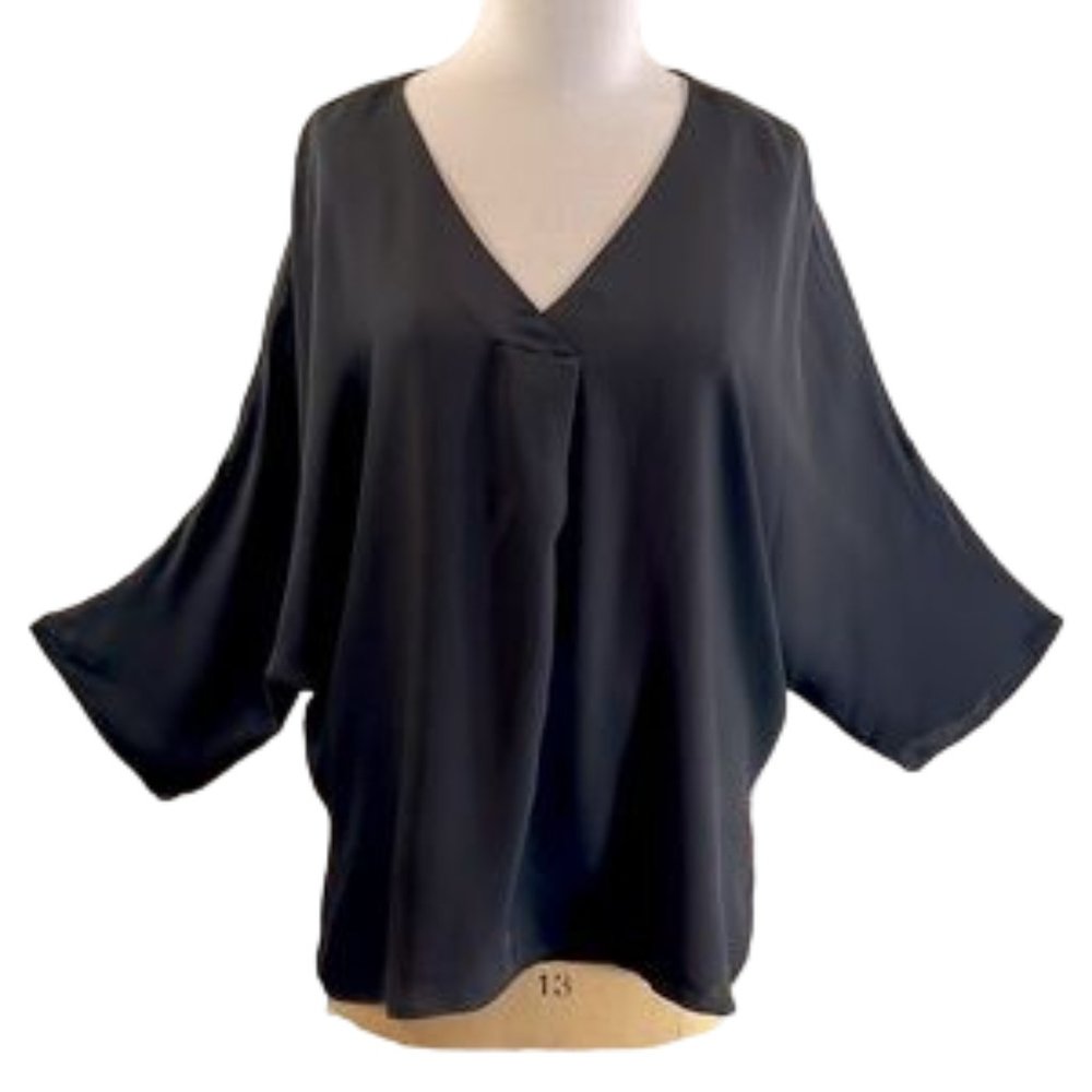 NWT Vice Camuto Evening Front Pleat Black Top Size 2X